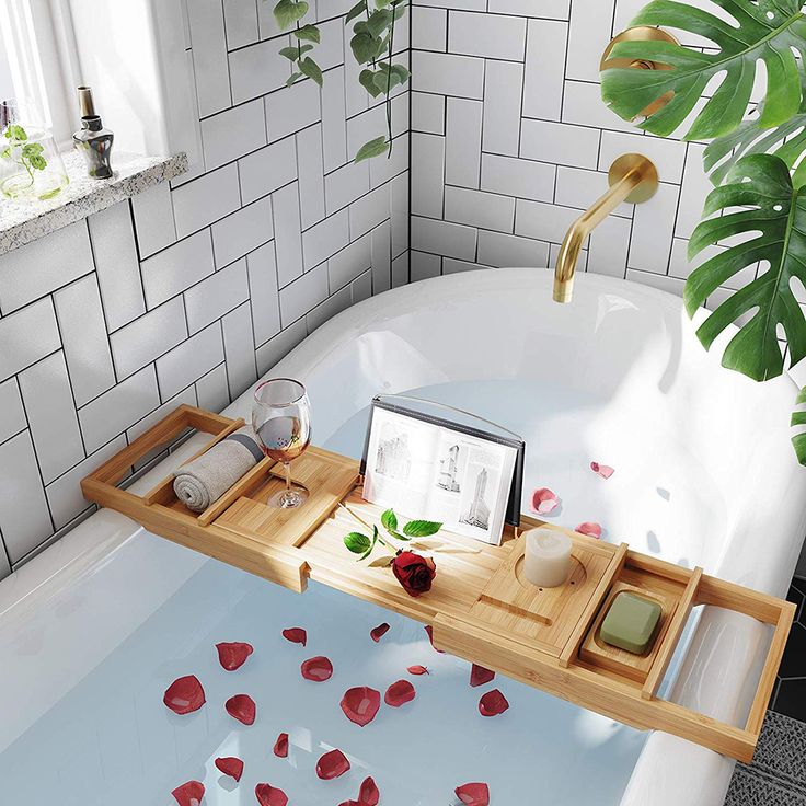 Bandeja extensible para bañera bambú