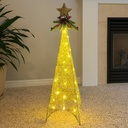 Figura navideña 120cm 60 luces LED árbol cuadrado champán