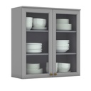 Aéreo cocina Americana gris 2 puertas vidrio  80cm