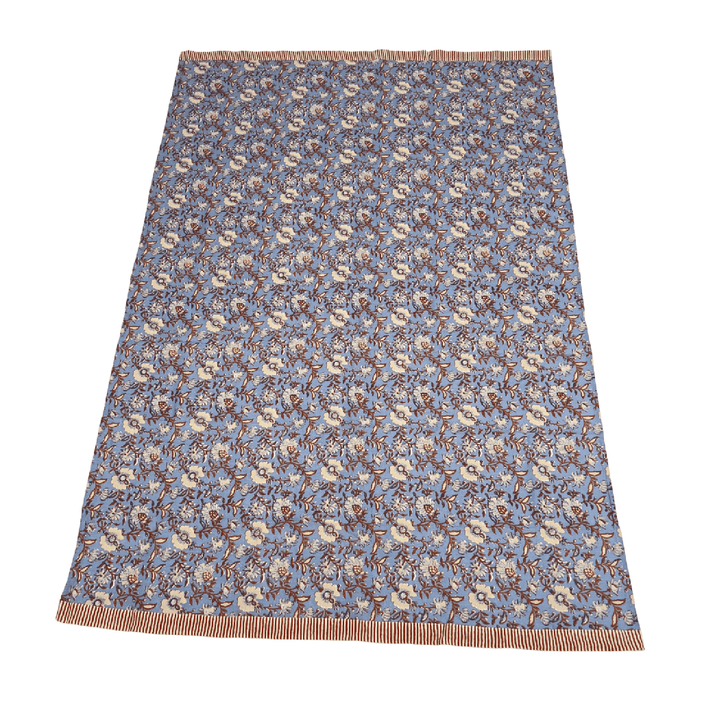 Mantel flower print azul 200x135cm