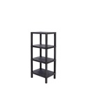 Estante plástico negro 4 niveles 39x23x92,3cm
